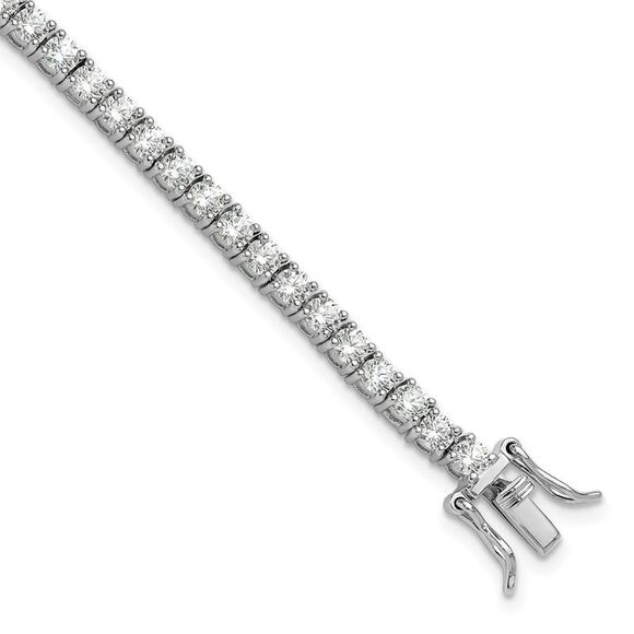 Kazi Luxury Sterling Silver Rhodium-plated Polished CZ Tennis Bracelet